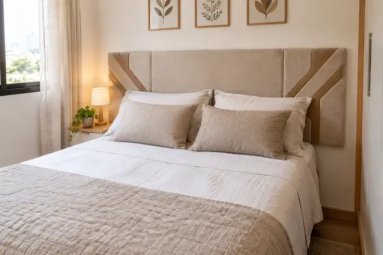 Cabeceira de Cama Barata e Elegante Usando Tecido e EVA