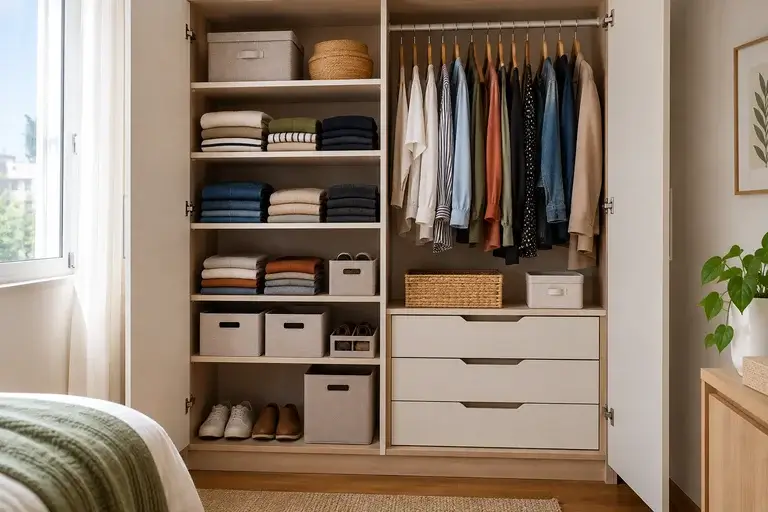 Como Organizar um Guarda-Roupa Pequeno com Dobras e Organizadores